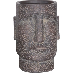 Grauer Blumentopf in Kopf-Form, 43,5x26x27cm, modernes Design für Innenräume.