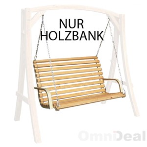 AMANKA Hollywoodschaukel Bank aus braunem Lärchenholz, 3-Sitzer, mit Metallketten. Nur die Holzbank ist abgebildet.