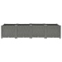 Hellgraues vidaXL Hochbeet (160x40x38 cm) aus Polypropylen in Rattan-Optik.