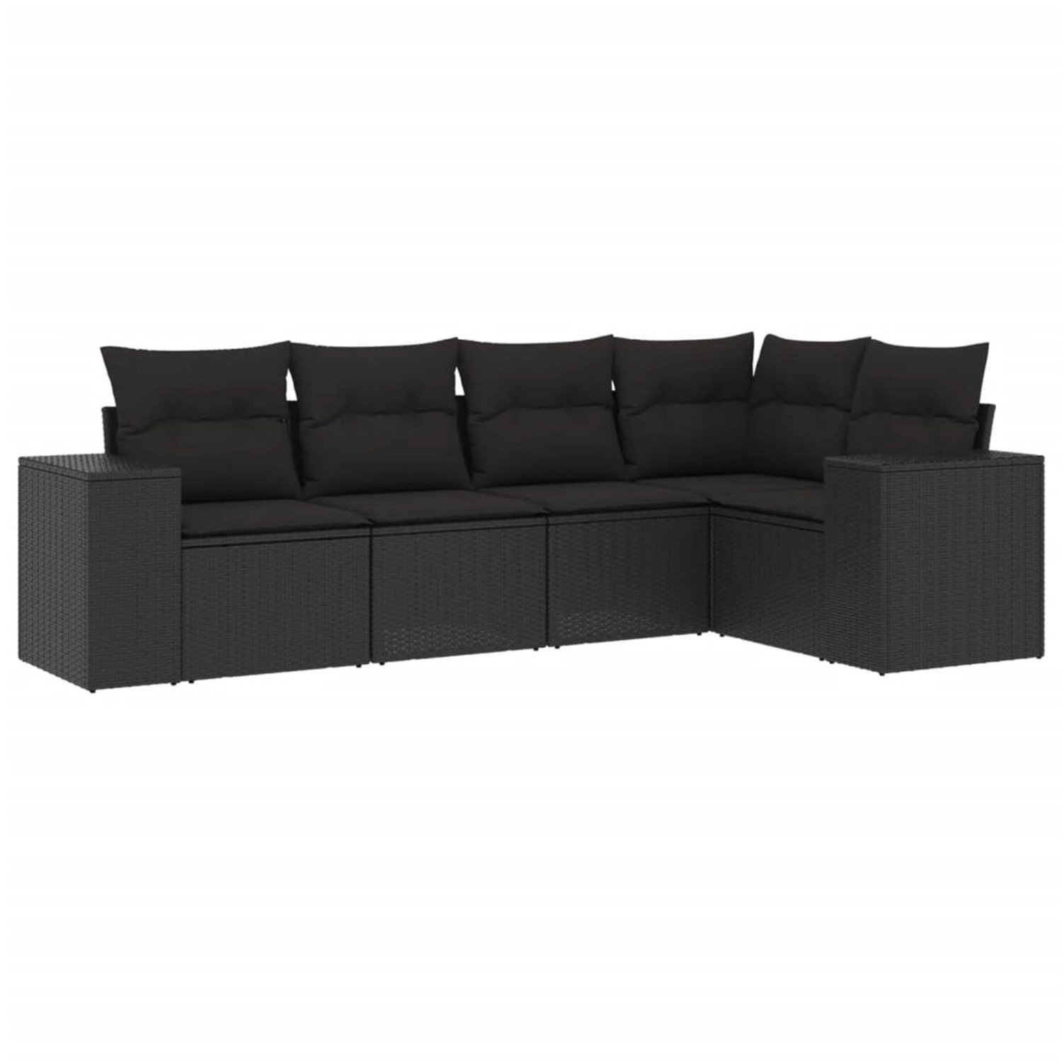 vidaXL 5-Tlg Garten-Sofagarnitur mit Kissen Schwarz Poly Rattan 3254862 günstig online kaufen