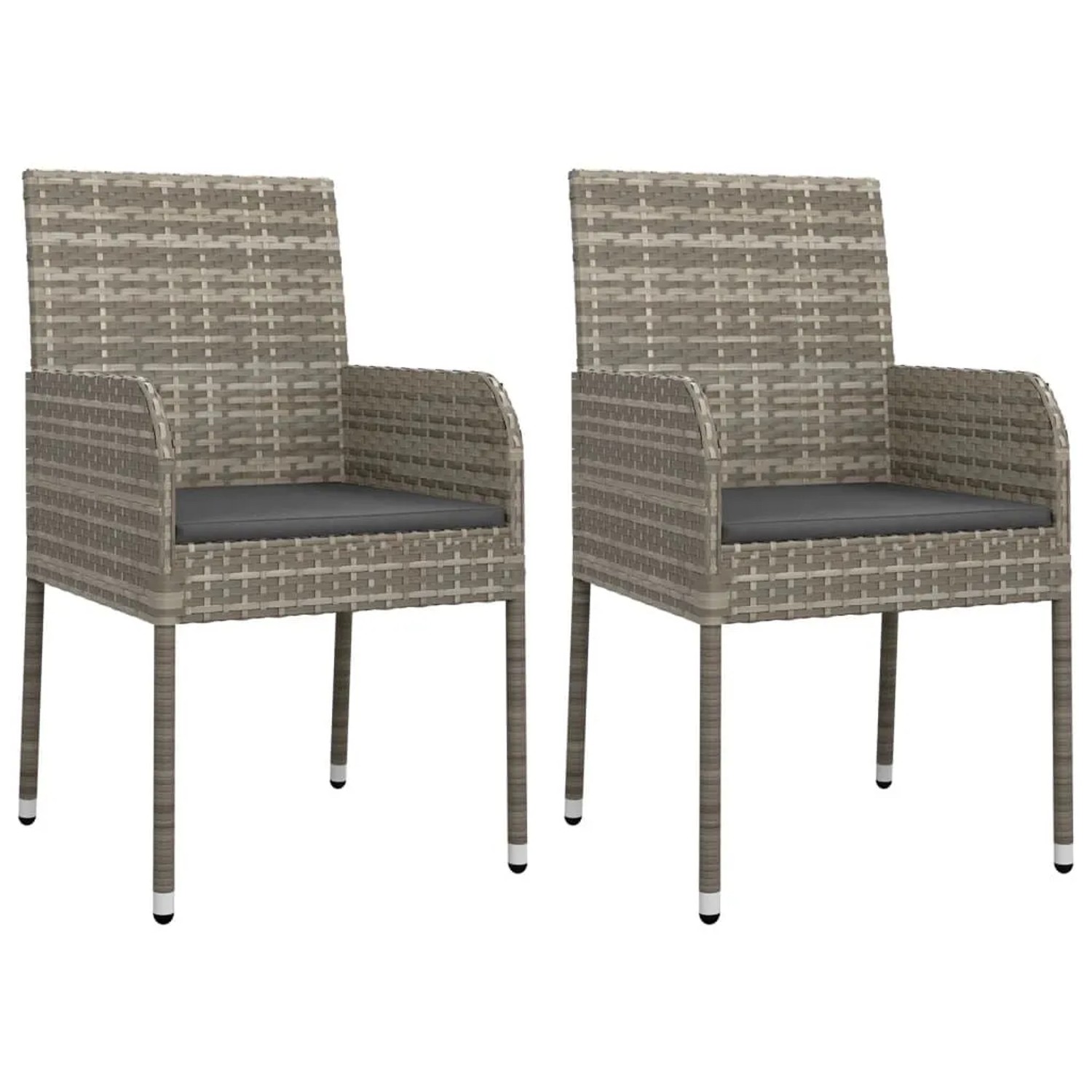 Furnicato Gartenstühle 2er Set Mit Kissen Poly Rattan 48x55x88 Cm Grau