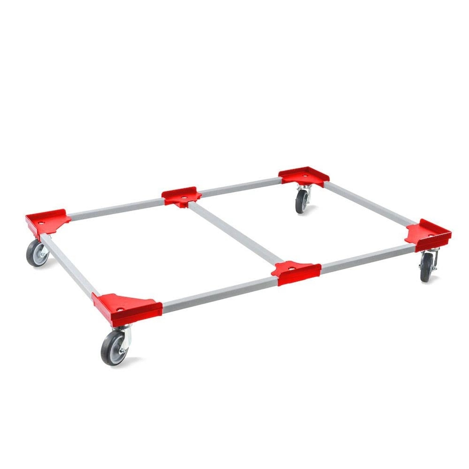 PROREGAL SparSet 12x Profi-Flex Transportroller für Euroboxen 120 x 80 cm mit Gummiräder Rot unterteilt 4 Lenkrollen Tra