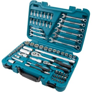 Hyundai Werkzeugset K70, 70-teilig im türkisen Koffer. Werkzeug-Set aus CrV-Stahl mit Knarren, Schraubenschlüssel und Bits.