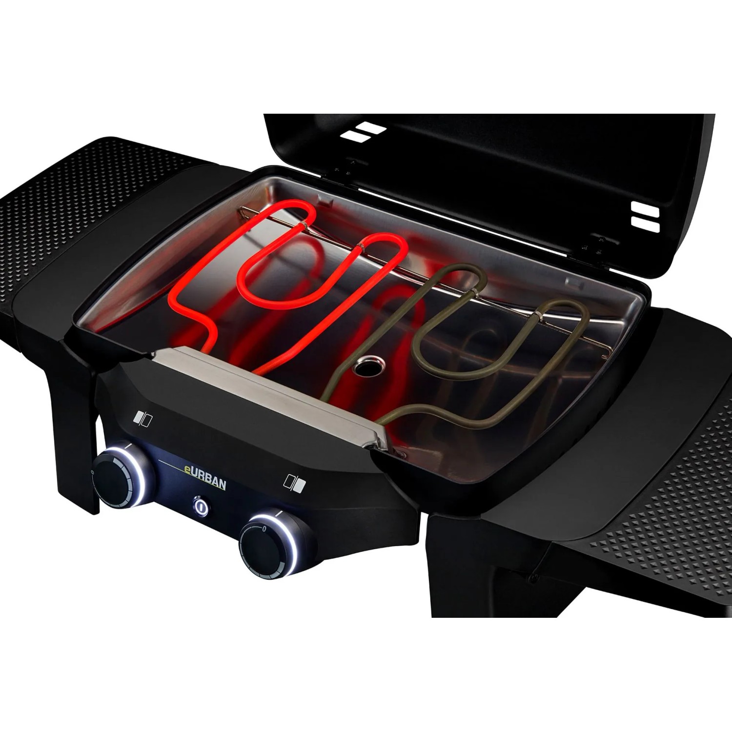 Enders eUrban 2 Elektrogrill mit Trolley: Grill mit Gussrost und LED-beleuchteten Reglern.