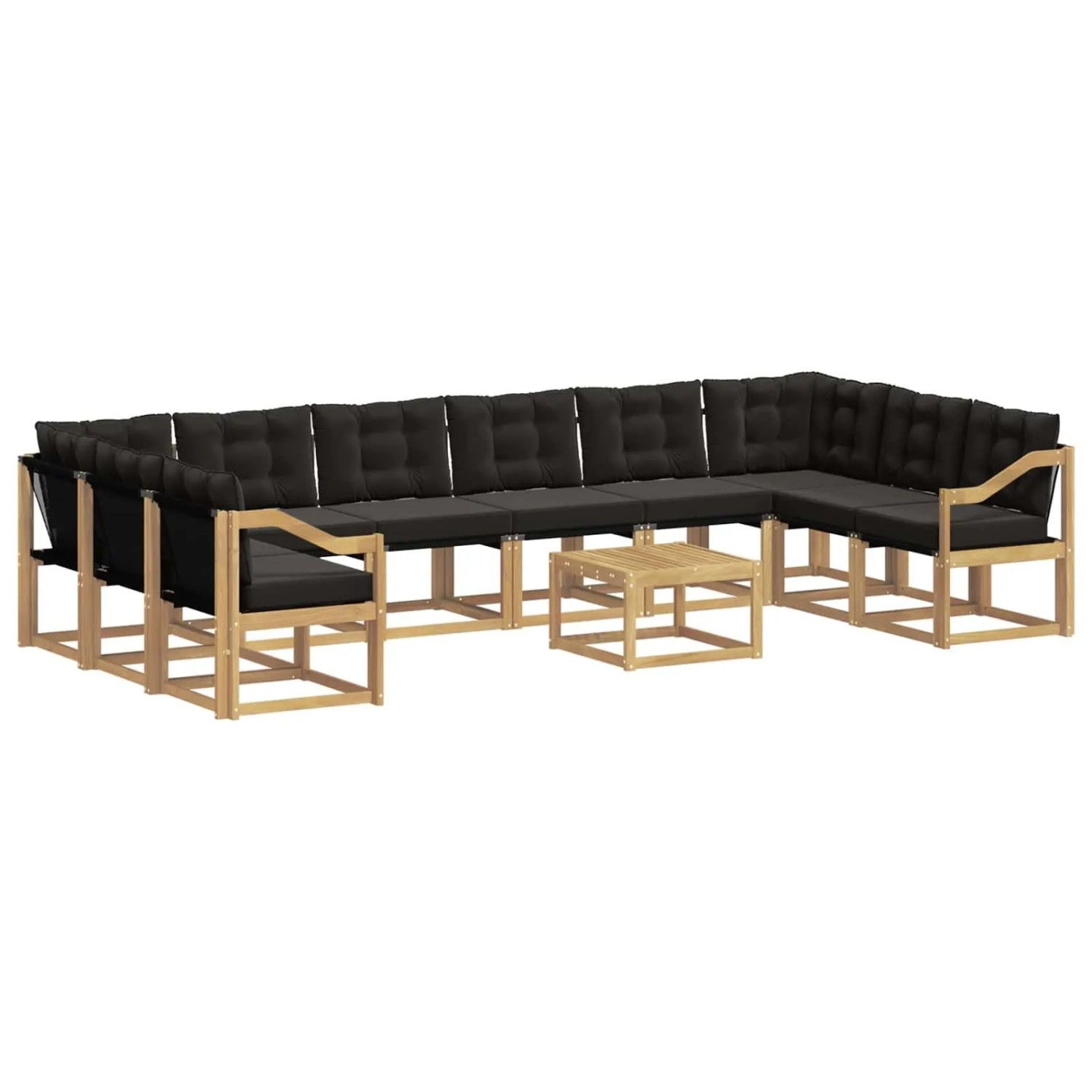 vidaXL Outdoor-Sofagarnitur mit Kissen 11 Stk Weiß und Schwarz 3389942