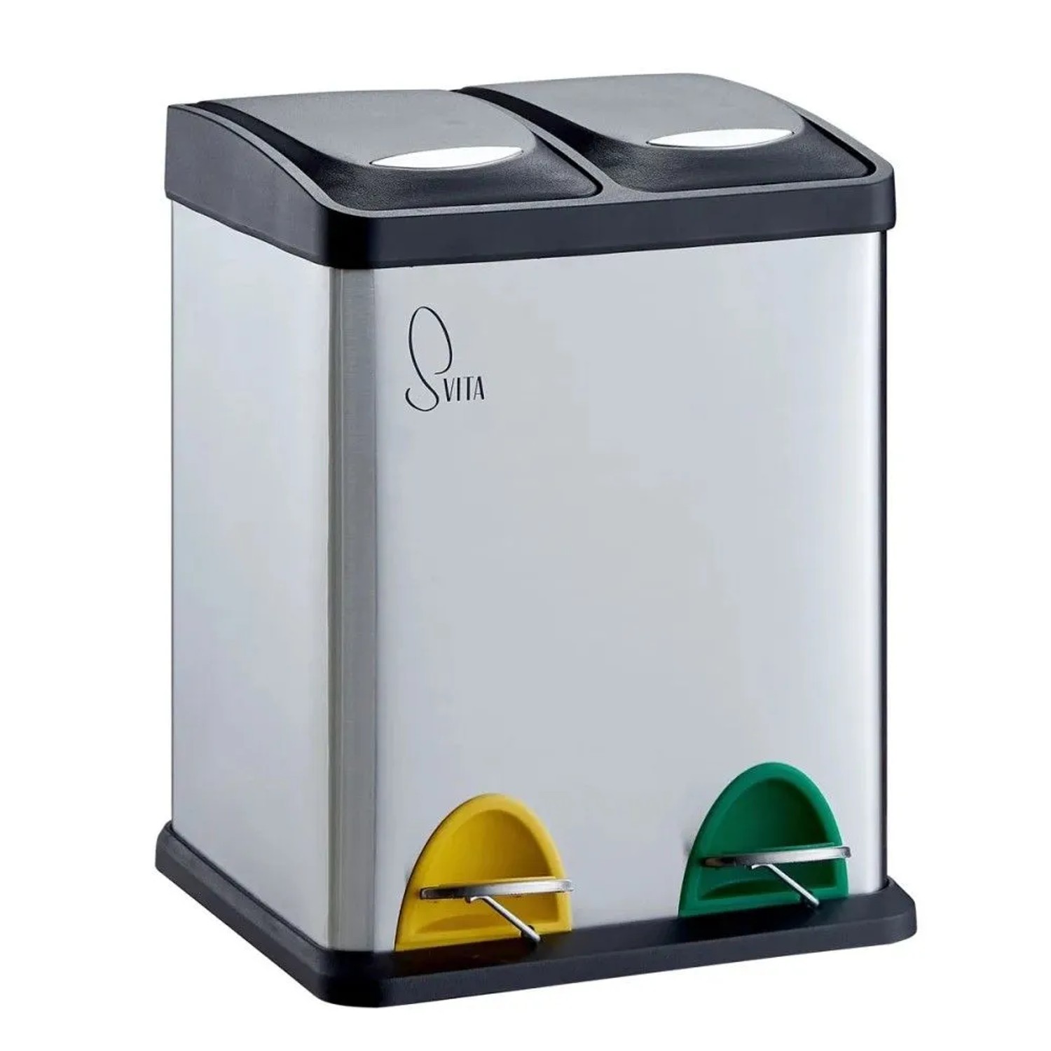 Svita TC2X8 Mülleimer 16 Liter 2x8L Doppelt Kücheneimer Treteimer Silber