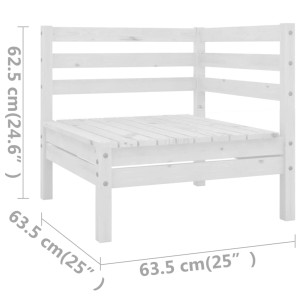 Weißes Ecksofa aus Kiefernholz, Teil eines modularen Garten-Lounge-Sets.