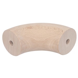 90 Grad Bogen aus Buche für Handläufe, unbehandelt, mit Bohrlöchern.