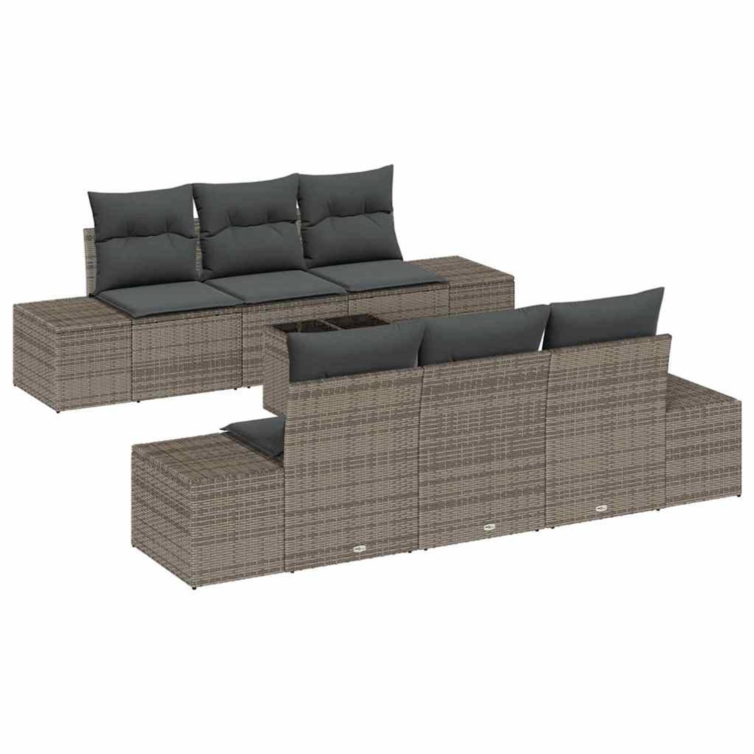 vidaXL Garten-Sofa-Set 7-Tlg Grau Poly Rattan 3346949 günstig online kaufen