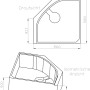 Technische Zeichnung Ottofond Wannenträger Lima 150 cm, Draufsicht und isometrische Ansicht mit Maßen.
