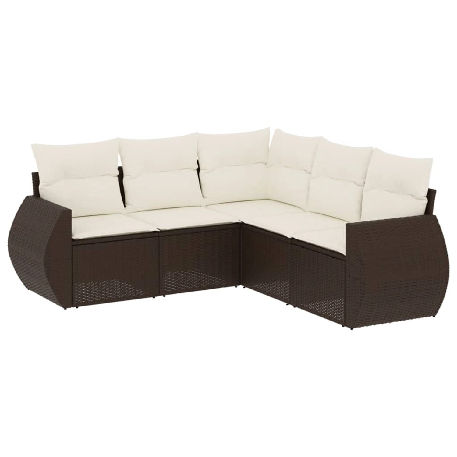 vidaXL 5-Tlg Garten-Sofagarnitur mit Kissen Braun Poly Rattan 3221352 günstig online kaufen