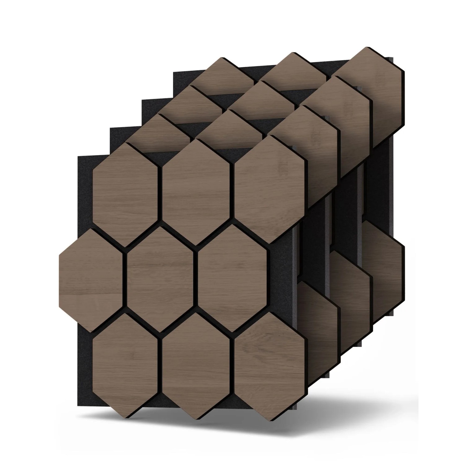 Dalsys 4x Akustikpaneele 76x62cm mit Hexagon-Muster Walnuss