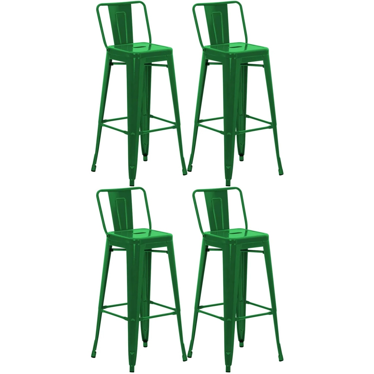 DELUKE 4er Set Barhocker LEKEL Metall Grünfarbig 44x43x96cm Barstuhl Mit Lehne Tresenhocker Tresenstuhl