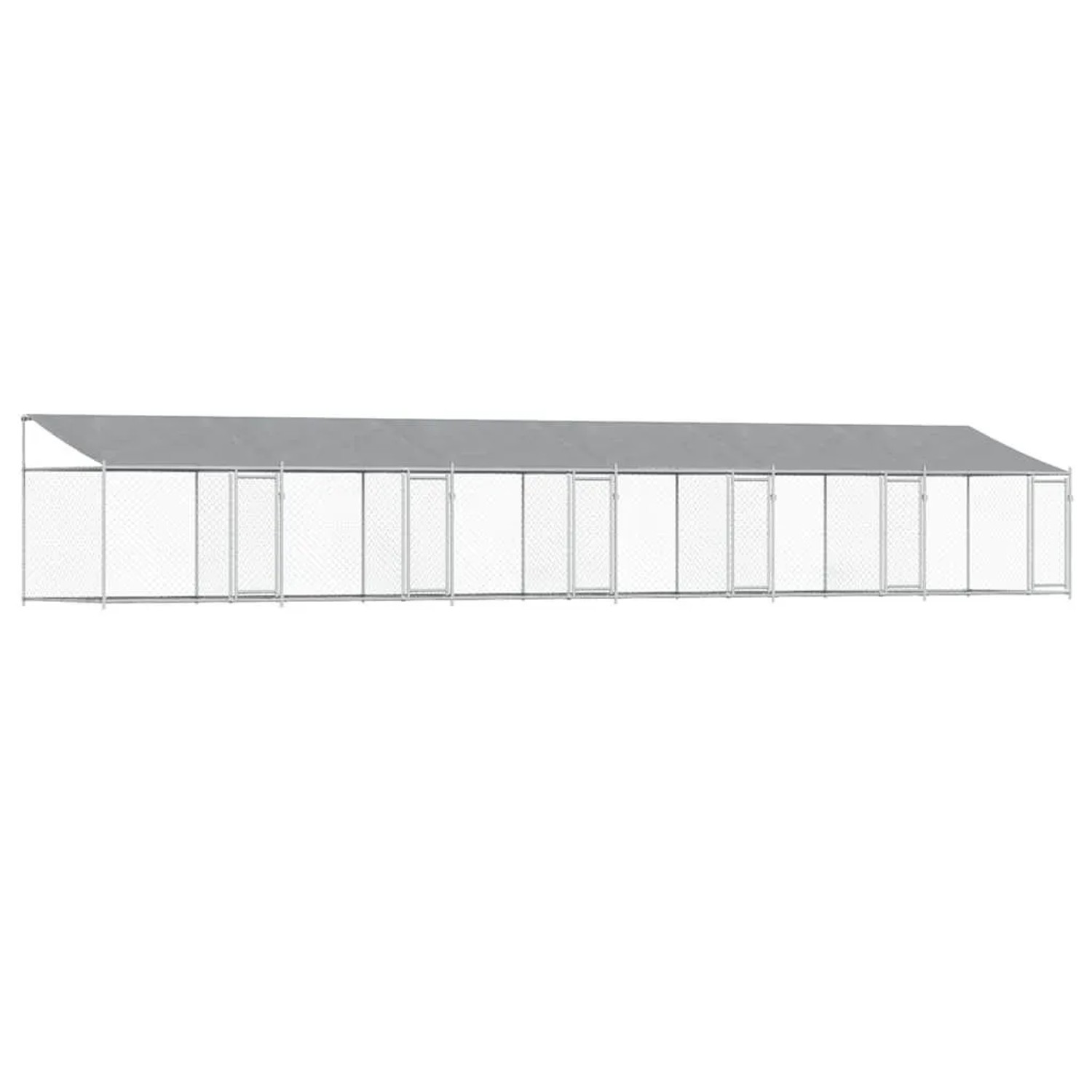 vidaXL Hundezwinger mit Dach und Türen Grau 12x2x2 m Verzinkter Stahl 3209567