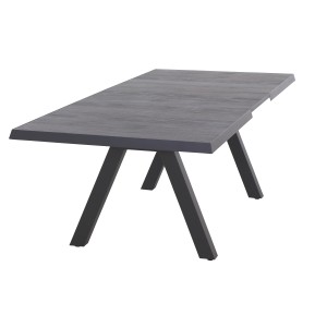 Ausziehbarer, rechteckiger Siena Garden Gartentisch Tirana in Wood Grey mit Aluminiumgestell.