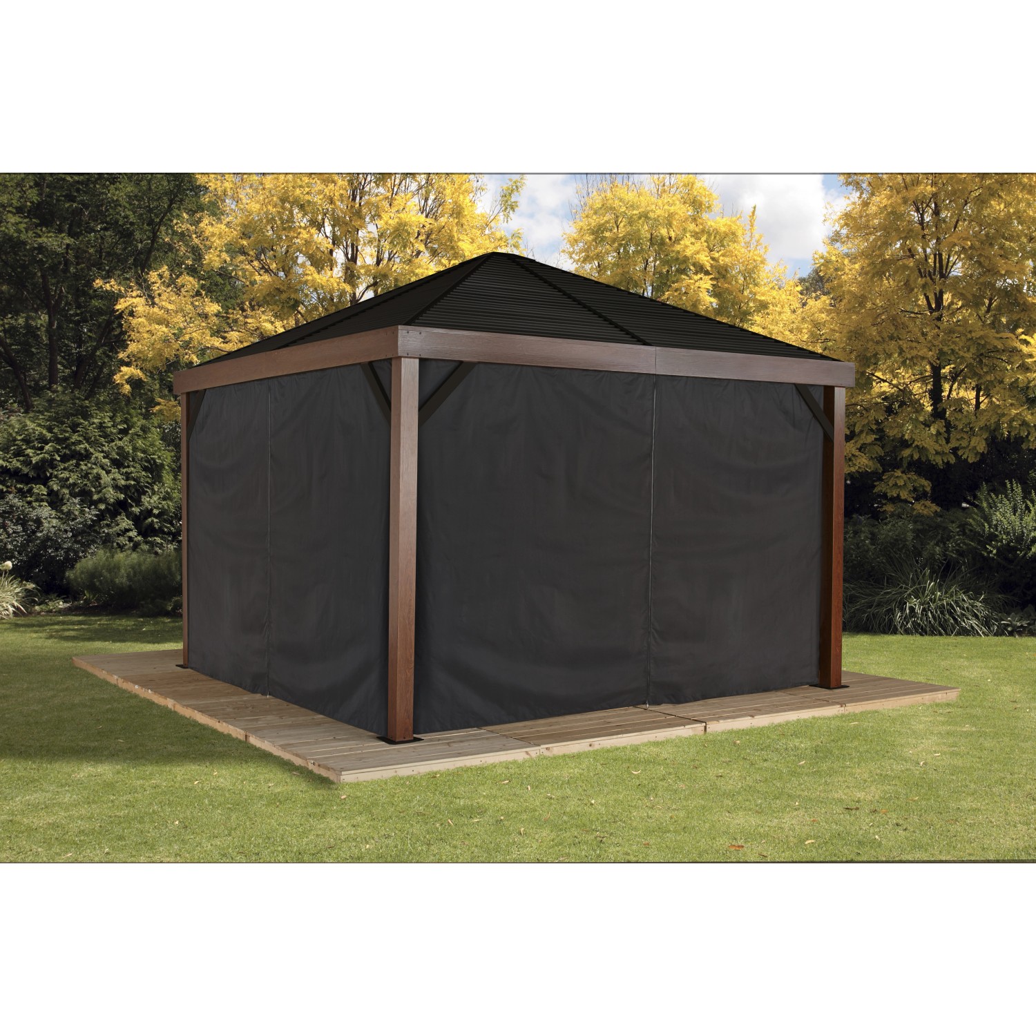 Sojag Vorhang-Set für South Beach Pavillon (12x12) in Schwarz, geschlossen.