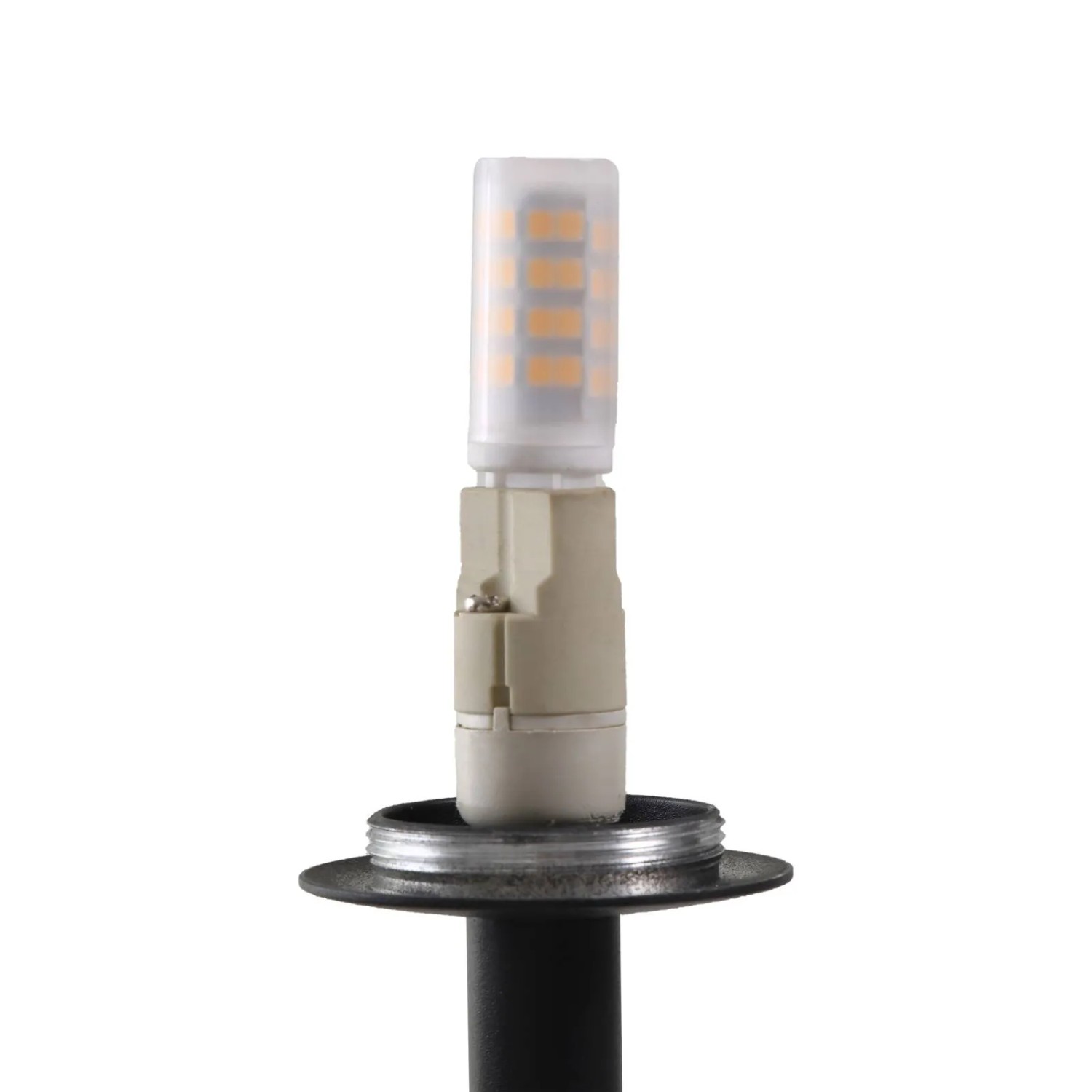 Lucande Visata G9 LED Leuchtmittel, warmweiß, für Dreibein-Stehlampe, Detailansicht.