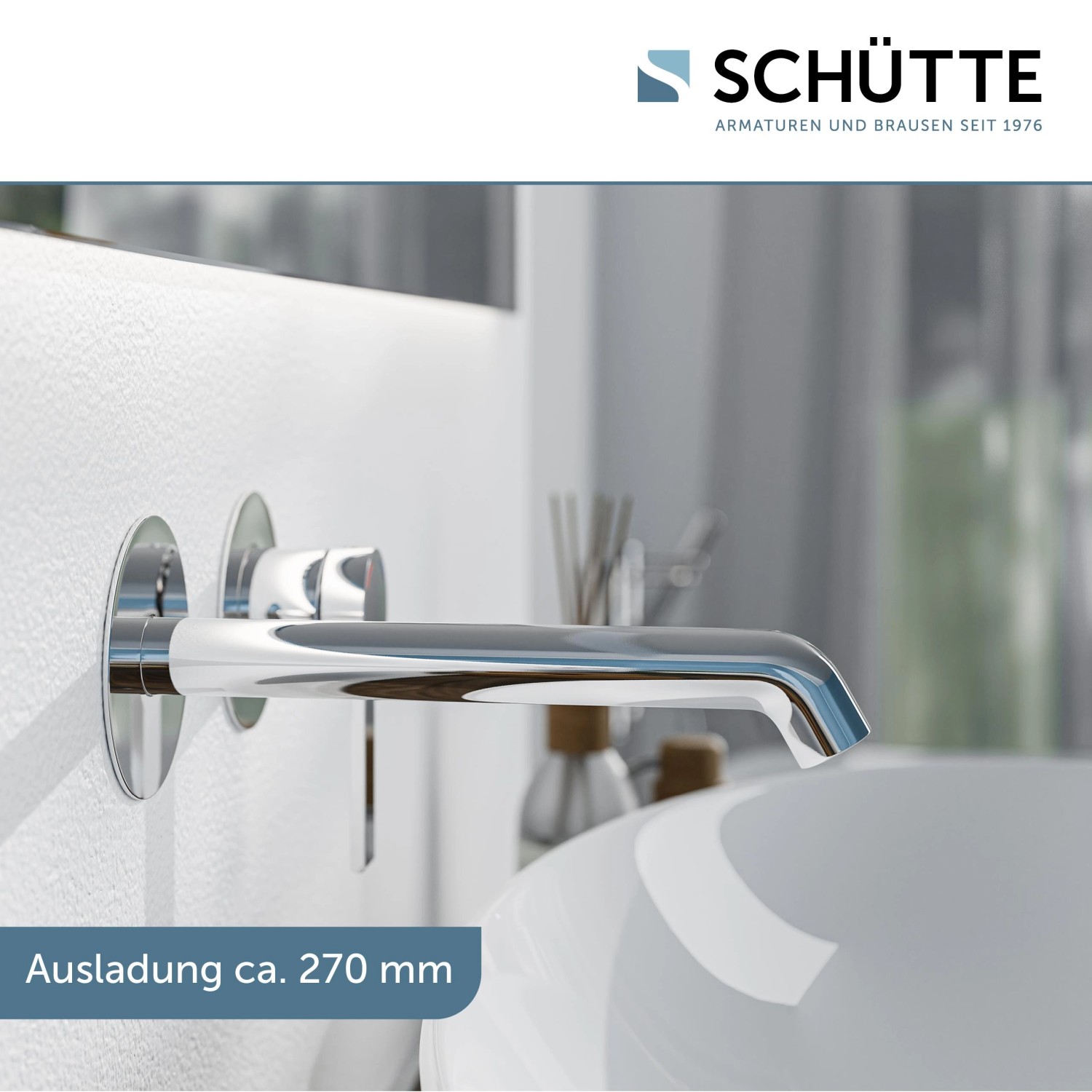 Schütte Waschtischarmatur Los Angeles, Chrom, zur Wandmontage im modernen Bad.