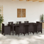 Brauner vidaXL Gartentisch (250x100x73 cm) aus Poly Rattan mit Stühlen für 8 Personen.
