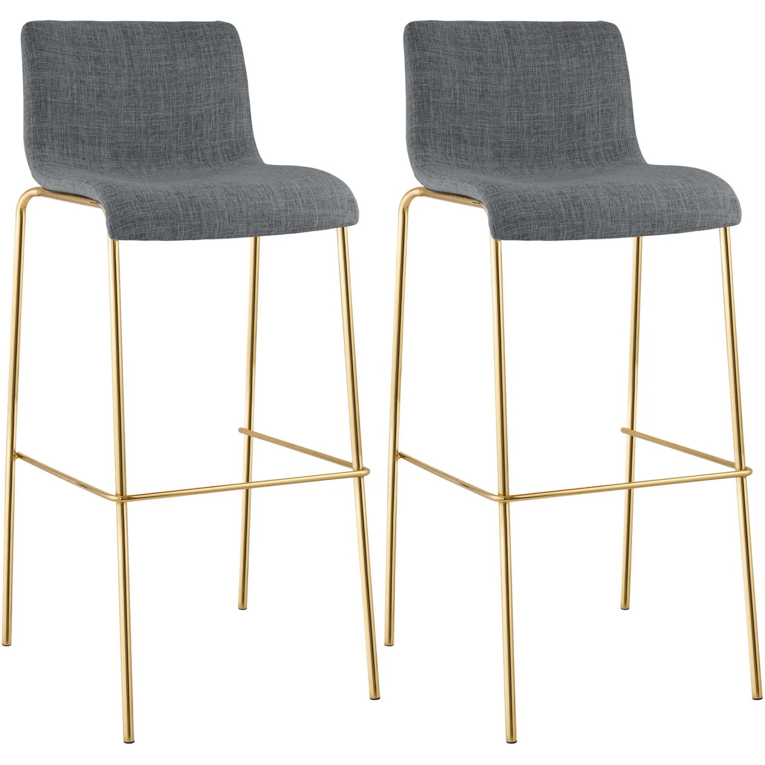 CLP 2er Set Barhocker Hover Stoff Vierfußgestell Gold Hellgrau