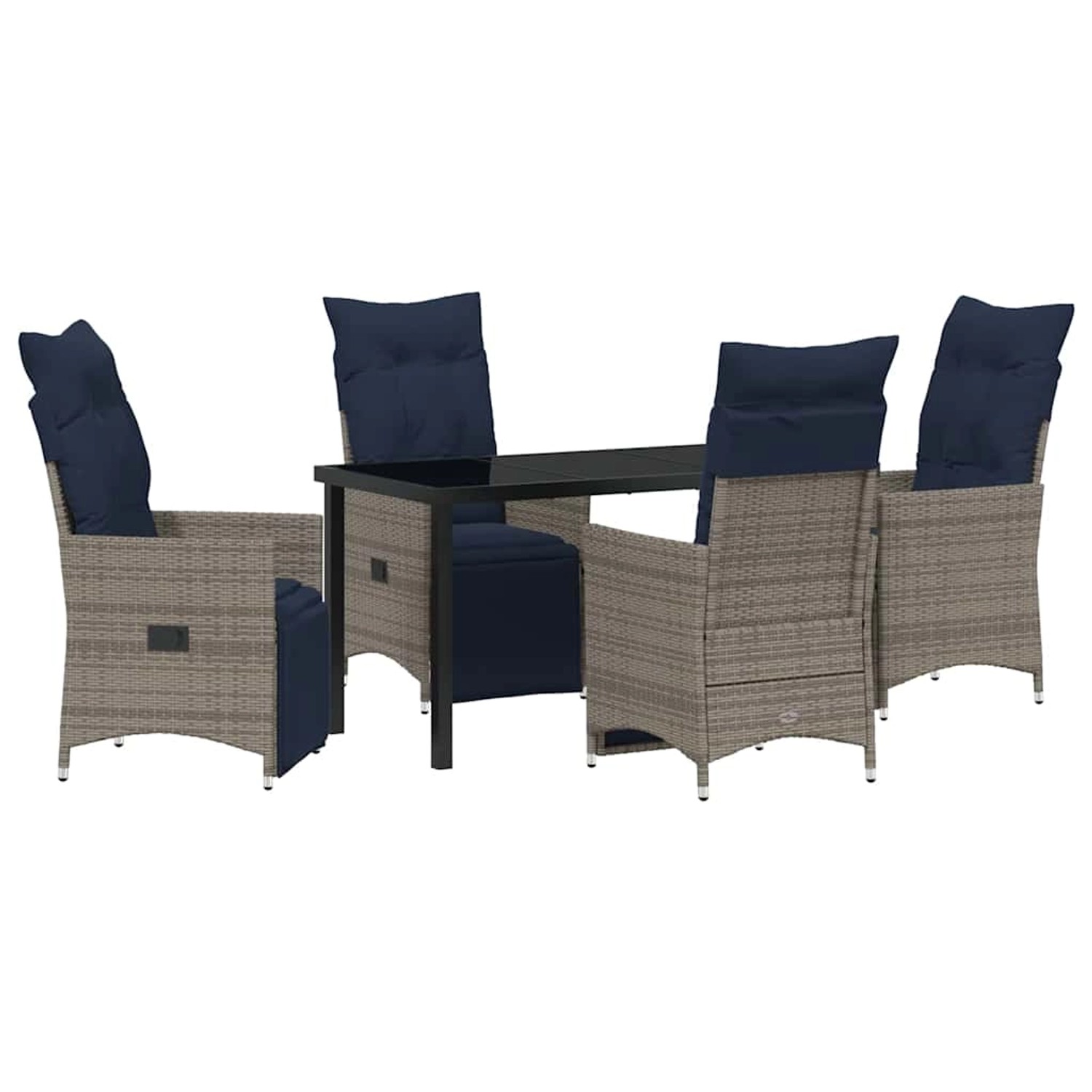 vidaXL Garten Essgruppe 5-Tlg Grau Poly Rattan 3379599 günstig online kaufen