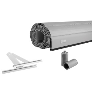 Schellenberg Rollladenpanzer Maxi PVC Grau, 80x60cm, mit Zubehör wie Aufhängefedern und Stopper.