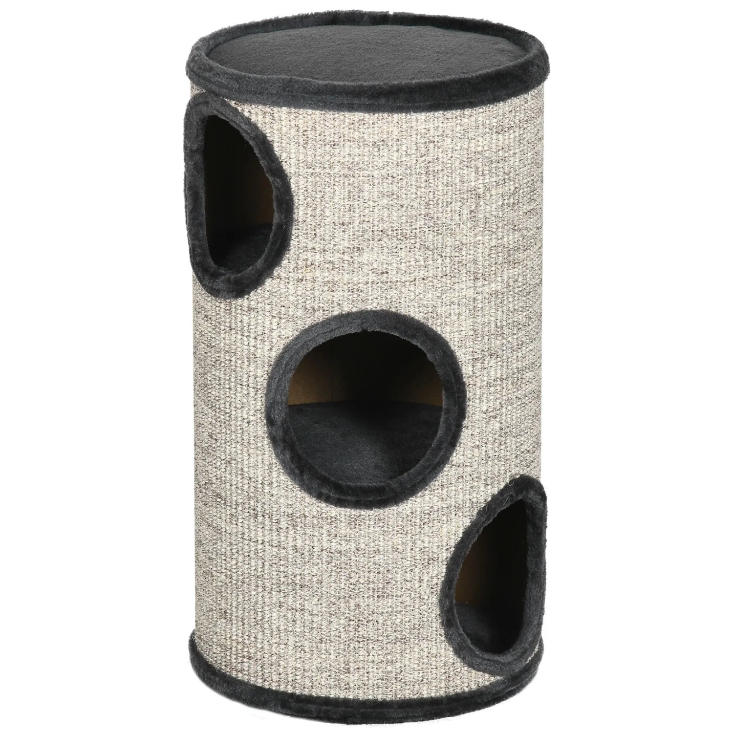 PawHut Kratztonne Katzenbaum Höhe 70 cm 3 Ebenen mit 3 Höhlen
