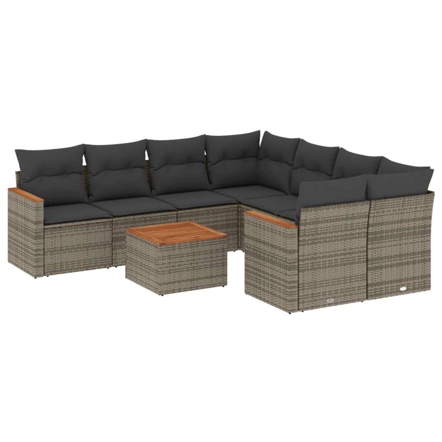 vidaXL 9-Tlg Garten-Sofagarnitur mit Kissen Grau Poly Rattan 3258231 günstig online kaufen