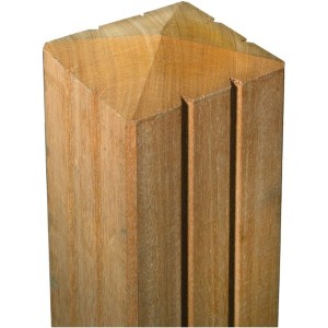 T & J Zaunpfosten Adamas Bangkirai, 9x9x190 cm, mit Pyramidenkopf und Nut