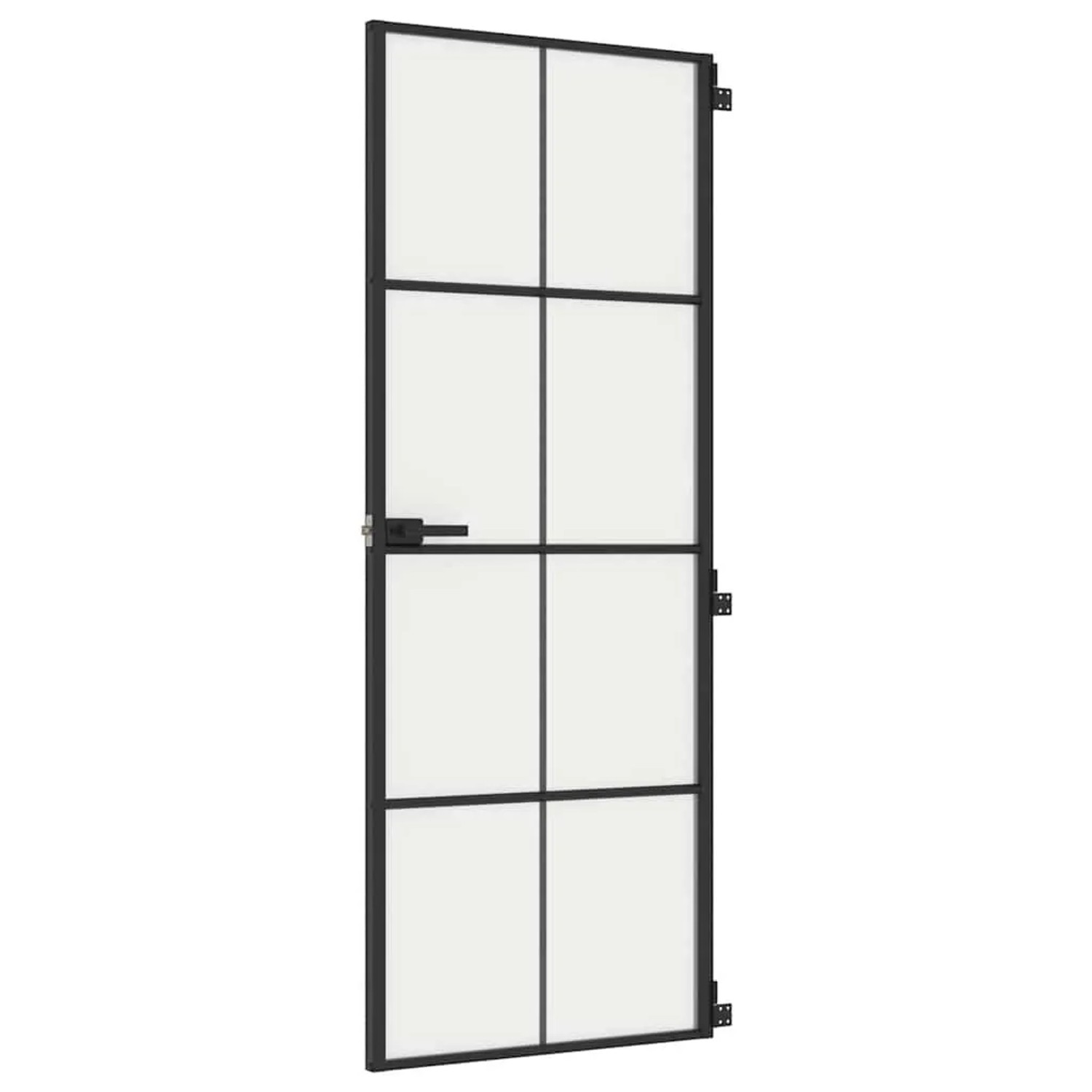 vidaXL Innentür Schlank Schwarz 76x201,5 cm Hartglas und Aluminium 155125
