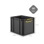 Schwarze PROREGAL Eurobox 30L mit gelben Griffen und Deckel. Aufbewahrungsbox, Transportbox.