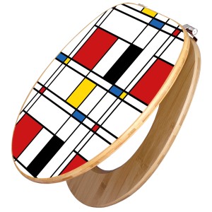 Banjado WC-Sitz aus Bambus mit rot-gelb-blauem Design. Toilettendeckel mit Universal Scharnieren.