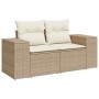 Beiges 13-tlg. vidaXL Garten-Sofa-Set aus Poly Rattan mit verstellbarer Höhe.