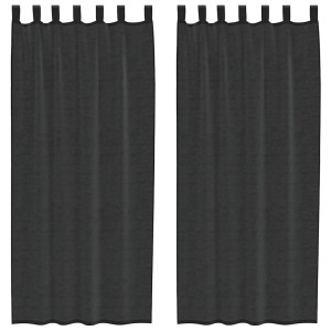 vidaXL Voile Vorhänge mit Lasche 2 Stk Schwarz 4102258