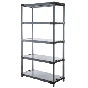 Graues PROREGAL Kunststoffregal Grey Bear Tall mit 5 Böden, Fachlast 120kg, 180x100x46cm.