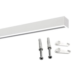 Weiße 1-Lauf Gardinenschiene Square 60cm mit Befestigungsmaterial, Schrauben und Gleitern für Vorhänge. Dekoartikel.