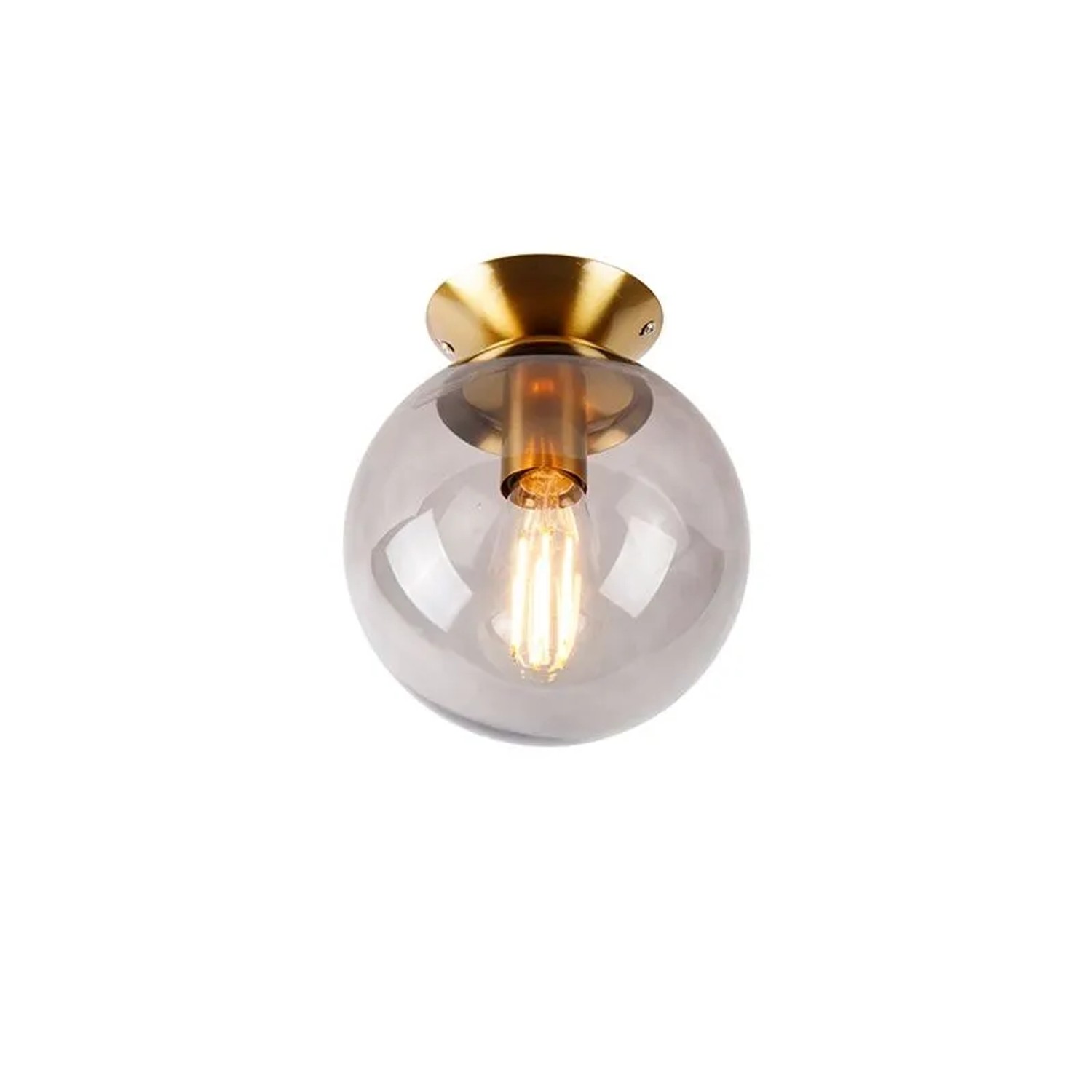 QAZQA Art Deco Deckenlampe Messing mit Rauchglas Pallon