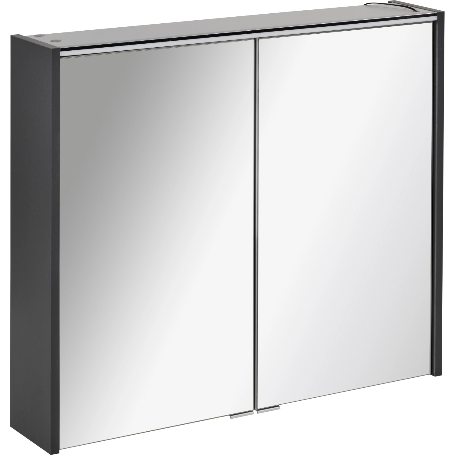 Fackelmann Spiegelschrank Denver Anthrazit 80 cm mit Softclose Türen