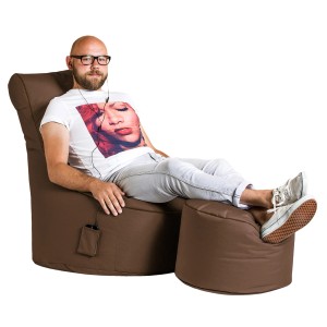 Sitting Point Sessel Scuba Braun mit Fußhocker, ideal zum Entspannen. Bequemer Sitzsack für Indoor & Outdoor.