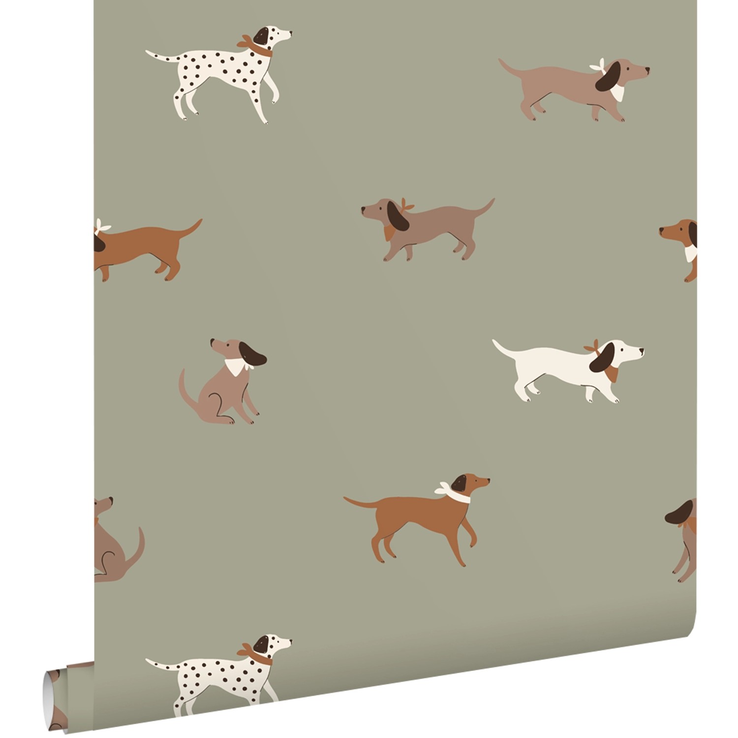 ESTAhome Tapete Hunde Grün und Braun 50 x 900 cm günstig online kaufen