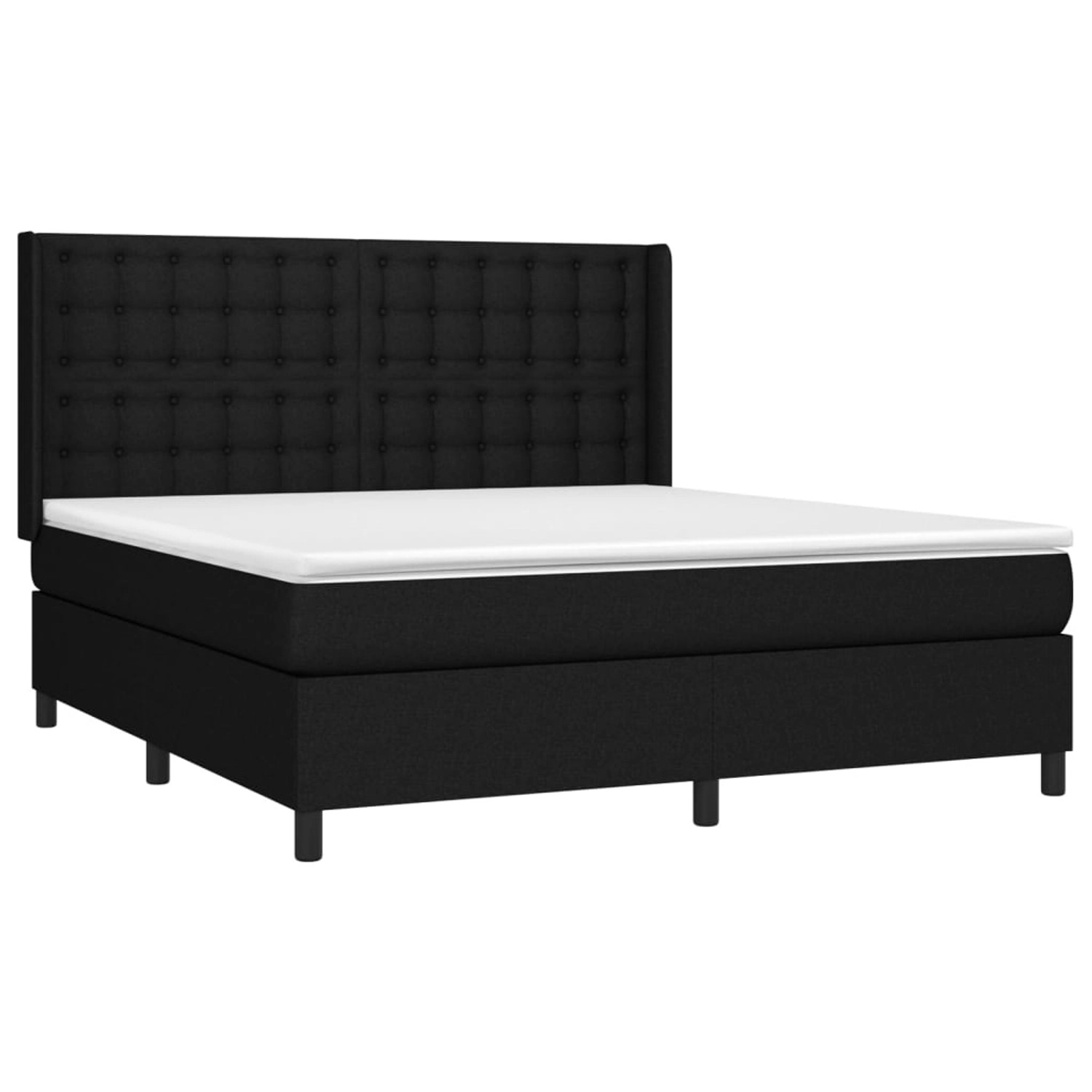 vidaXL Boxspringbett mit Matratze & LED Schwarz 180x200 cm Stoff 3138655 günstig online kaufen