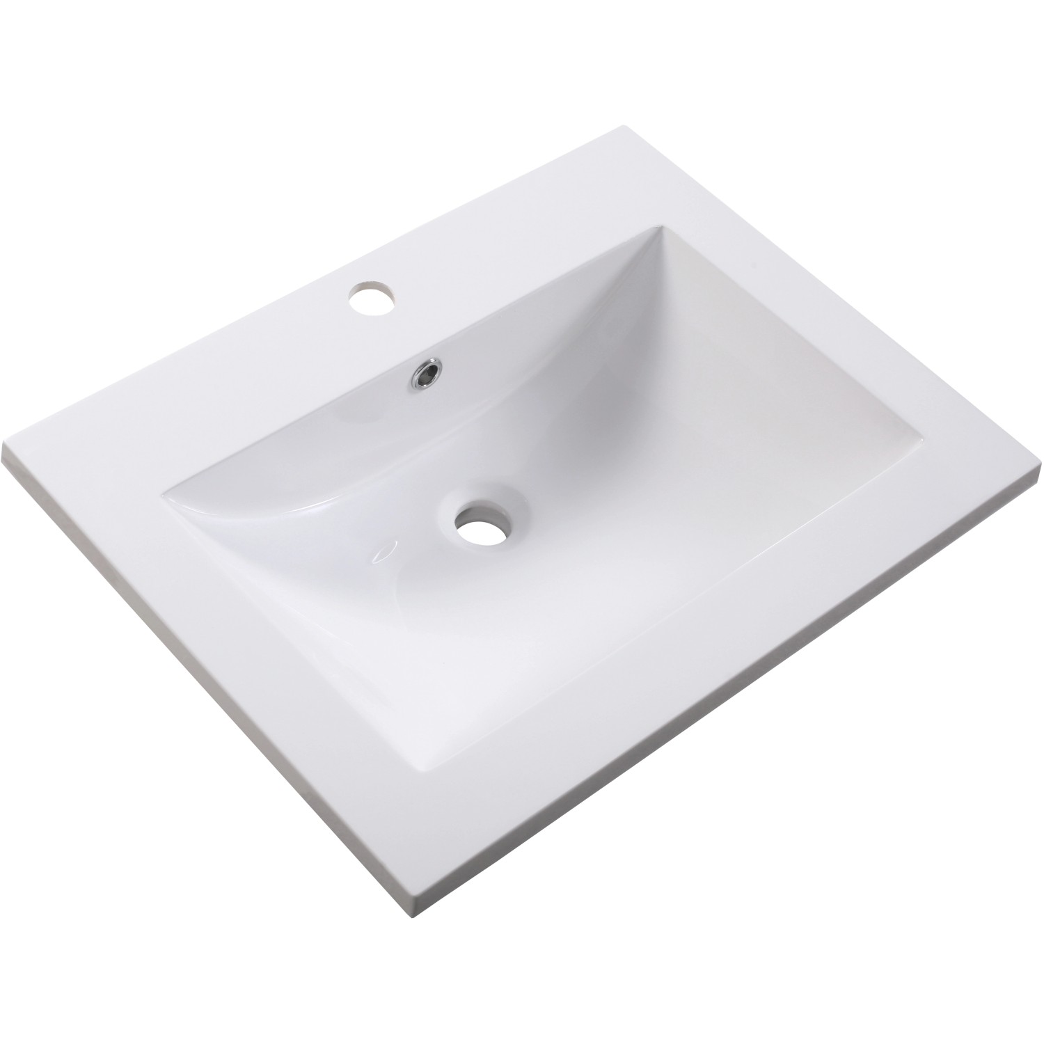 Sanotechnik Stella Einbauwaschbecken, 60 cm, Weiß, aus Mineralguss.