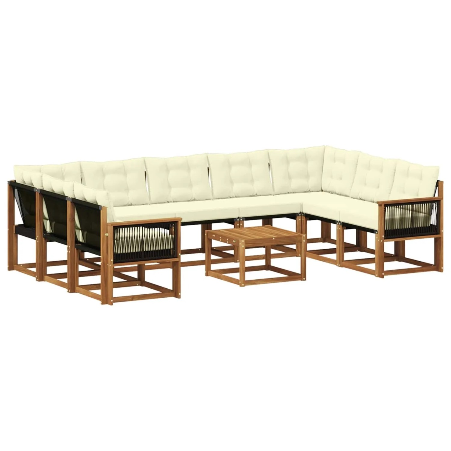 vidaXL Outdoor-Sofagarnitur mit Kissen 10 Stk Natur und Creme 3382222