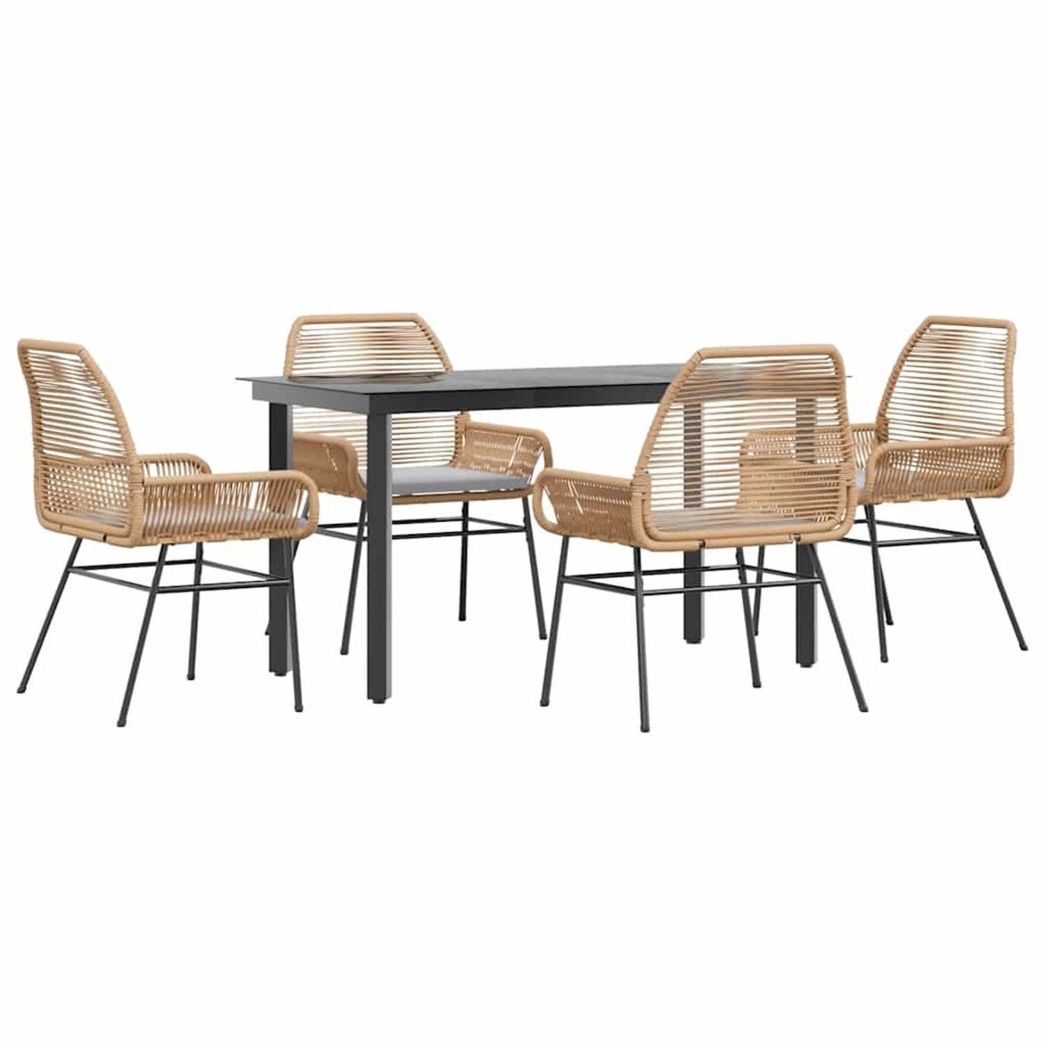 vidaXL 5-Tlg Garten-Essgruppe mit Kissen Braun Poly Rattan Glas 3334571 günstig online kaufen