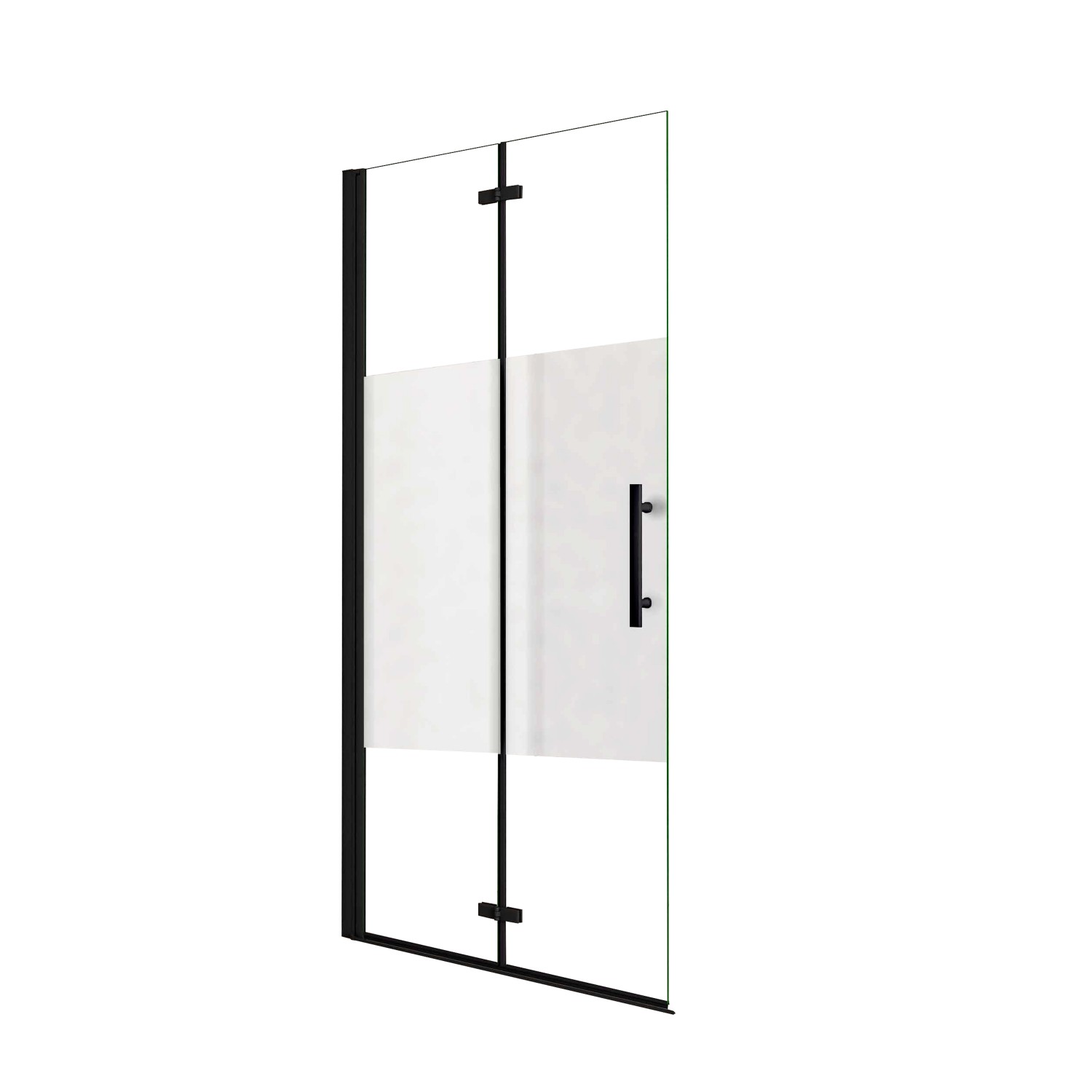 AICA Walk-In Schwarz Teilsatiniert Falttür 120x195cm Faltbar Drehbar Duschwand 6mm Nano-ESG Duschkabine