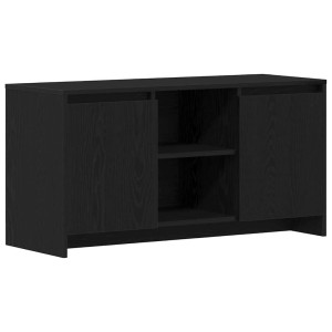 Schwarzer vidaXL TV-Schrank (102 cm) aus Holzwerkstoff mit Türen und Regalfächern.