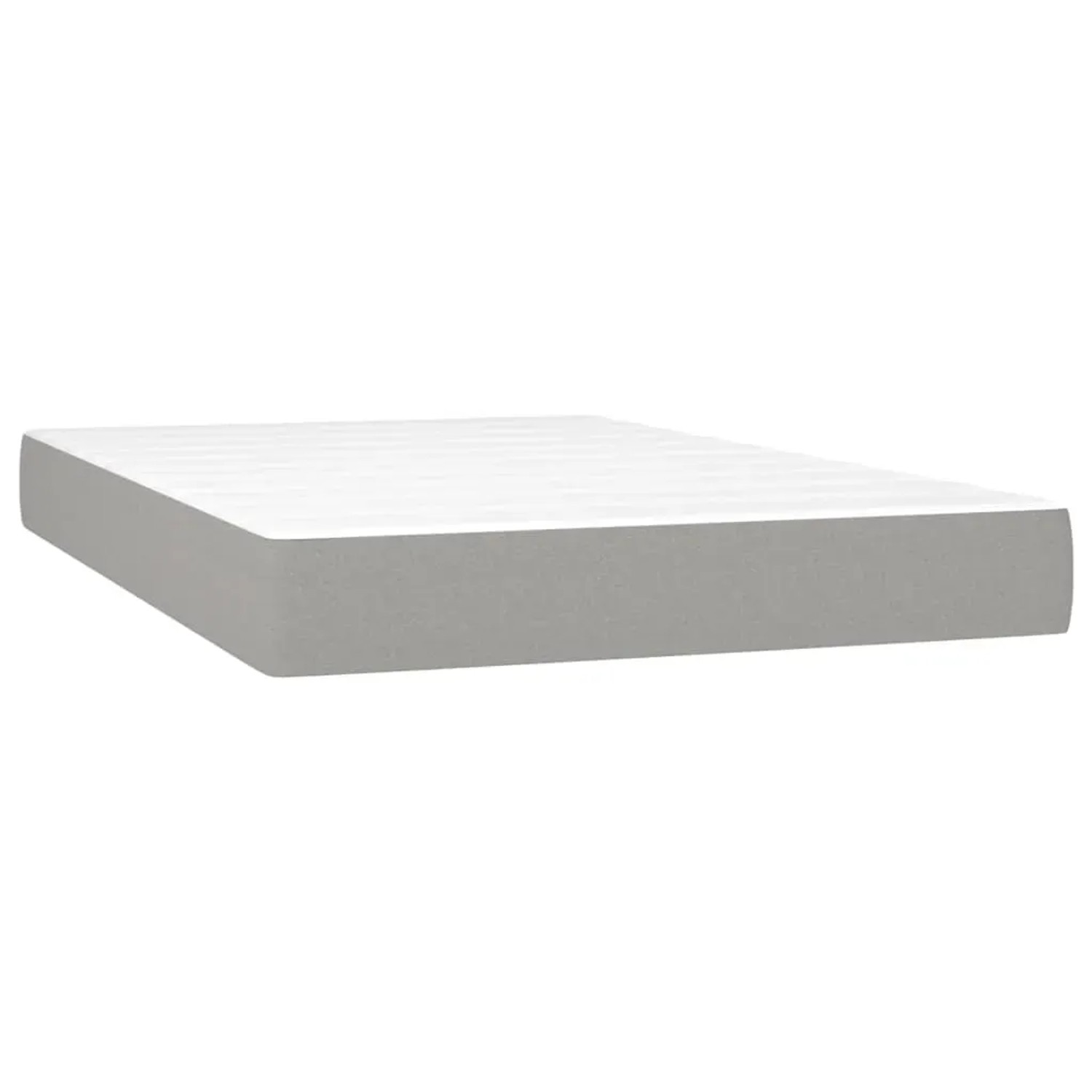 Hellgraues vidaXL Boxspringbett 120x200 cm mit weißer Matratze und Topper.