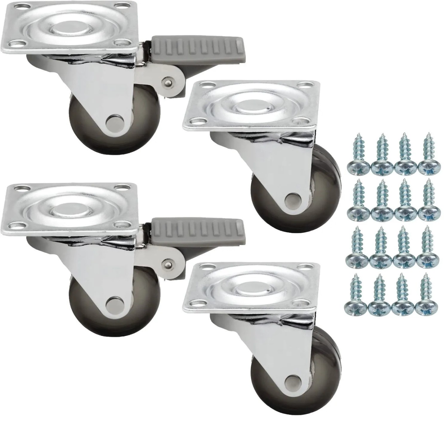 SOTECH Set 2 und 2 Möbelrolle KIEL Ø35 mm Braun inkl. Schraubenset