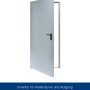 Eingehängtes ZK-Türelement, verzinkt, 750x1875x85 mm, DIN links, mit schwarzem Türgriff.