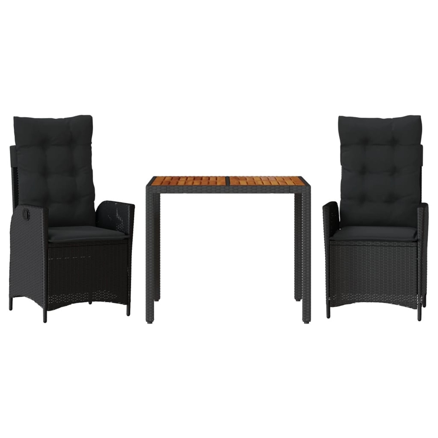 vidaXL 3-Tlg Garten-Essgruppe mit Kissen Schwarz Poly Rattan 3213094 günstig online kaufen